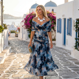 Xenia - Pitkä tyylikäs mekko V-aukolla
