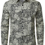 Pitkähihaista puuvillapaitaa vintage paisley -kuviolla miehille