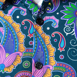 Miesten pitkähihaista puuvillapaitaa vintage paisley-kuviolla 70-luvulta