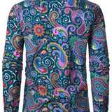Miesten pitkähihaista puuvillapaitaa vintage paisley-kuviolla 70-luvulta