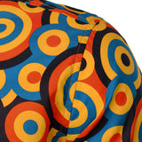 Retro oranssi pitkähihainen paita nappien kanssa 70-luvulta miehille, vintage geometrinen kuvio