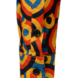 Retro oranssi pitkähihainen paita nappien kanssa 70-luvulta miehille, vintage geometrinen kuvio