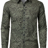 Pitkähihainen paita hengittävästä puuvillasta, retro paisley-kuviolla miehille