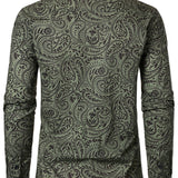 Pitkähihainen paita hengittävästä puuvillasta, retro paisley-kuviolla miehille