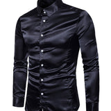 Pitkähihainen silkkipaita napilla miehille
