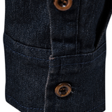 Pitkähihainen rento vintage-puuvillapaita miehille denim-taskulla