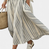 Gabriella Budapest | Tyylikäs Oversize Pusero-Hame Pellava Setti
