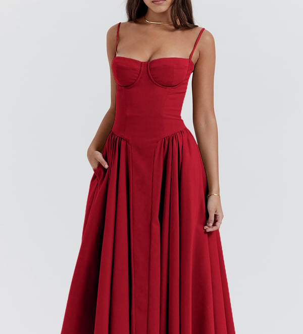 Gabriella Budapest | Olkaimeton midi-pituinen bustier-mekko