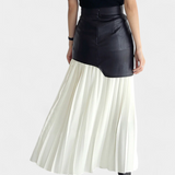 Gabriella Budapest | Asymmetrinen maxi-hame sifonista ja keinonahasta