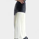 Gabriella Budapest | Asymmetrinen maxi-hame sifonista ja keinonahasta