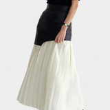 Gabriella Budapest | Asymmetrinen maxi-hame sifonista ja keinonahasta