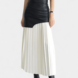 Gabriella Budapest | Asymmetrinen maxi-hame sifonista ja keinonahasta