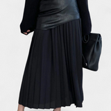 Gabriella Budapest | Asymmetrinen maxi-hame sifonista ja keinonahasta
