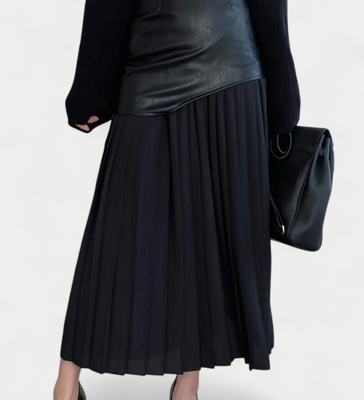 Gabriella Budapest | Asymmetrinen maxi-hame sifonista ja keinonahasta