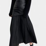 Gabriella Budapest | Asymmetrinen maxi-hame sifonista ja keinonahasta