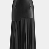 Gabriella Budapest | Asymmetrinen maxi-hame sifonista ja keinonahasta