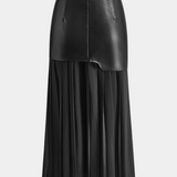 Gabriella Budapest | Asymmetrinen maxi-hame sifonista ja keinonahasta