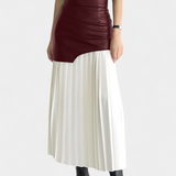 Gabriella Budapest | Asymmetrinen maxi-hame sifonista ja keinonahasta