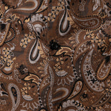 Pitkähiha, hengittävä ruskea puuvillapaita retro paisley-kuviolla miehille