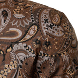 Pitkähiha, hengittävä ruskea puuvillapaita retro paisley-kuviolla miehille