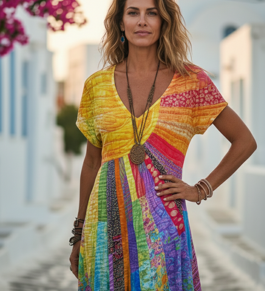 Nefeli - Boho-tyylinen auringonkukkamekko