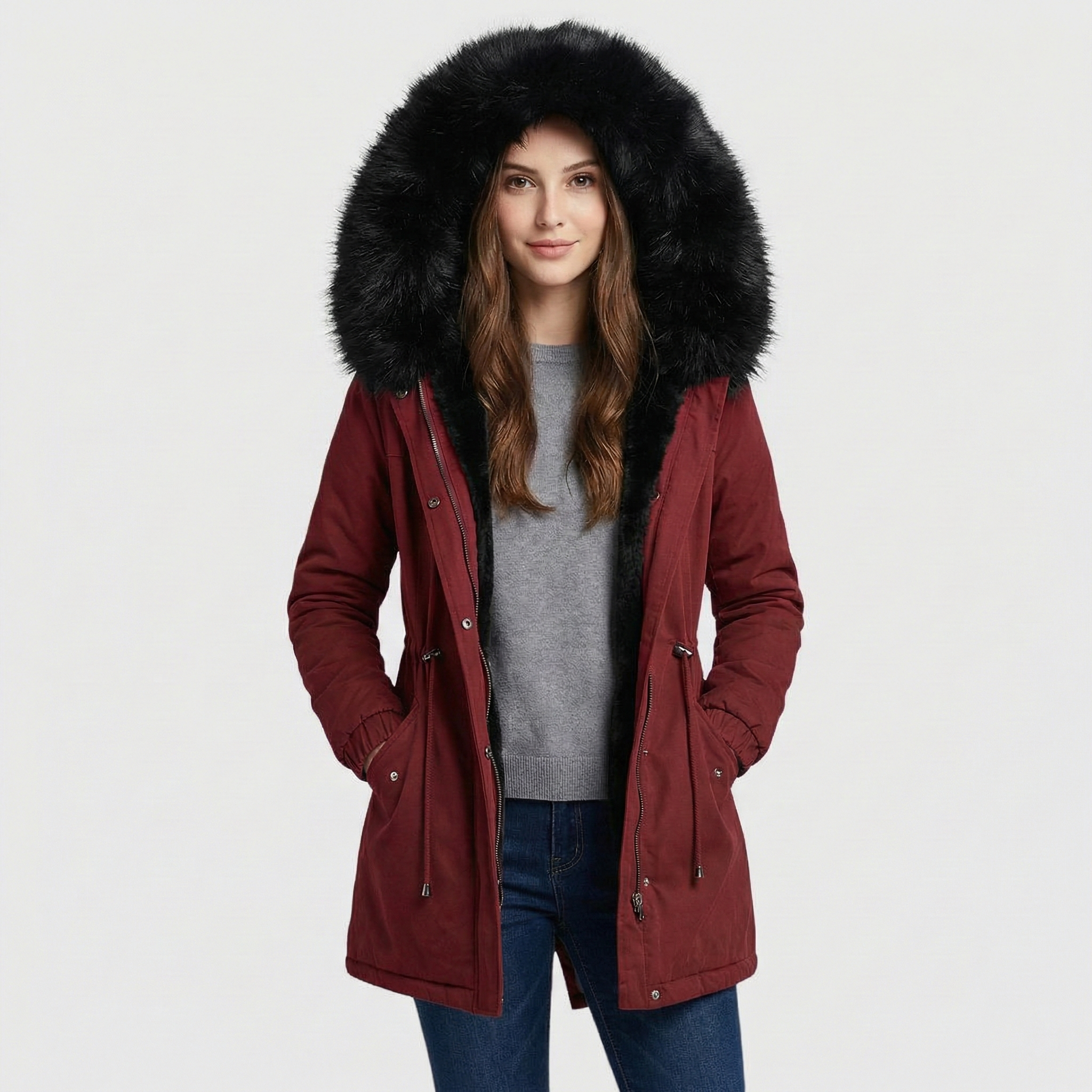 Tekoturkki koristeltu parka