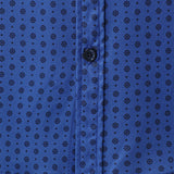 Sininen pitkähihaisen paidan retro geometrisella kuviolla miehille