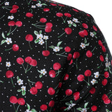 Pitkähihaista hengittävää puuvillapaitaa, kirsikkakuviolla miehille, musta