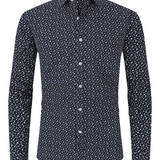 Tummansininen pitkähihaine paita napilla ja kukkakuviolla miehille